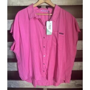 NWT Calvin Klein Tencel Soft Sleeveless Button Up Pink Size XL Oversized Fit